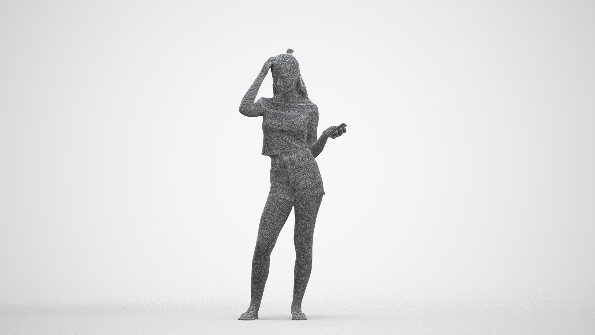 3D people model girl casual standing, scanned human for 3ds Max rendering, three-quarter front view render