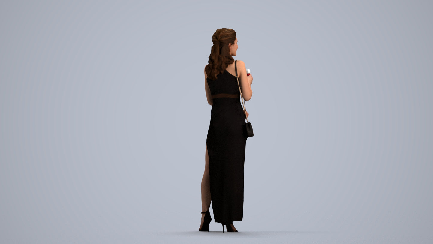 realistic 3D woman formal formalaffairs, scanned archviz people for Blender and 3ds Max, front view render