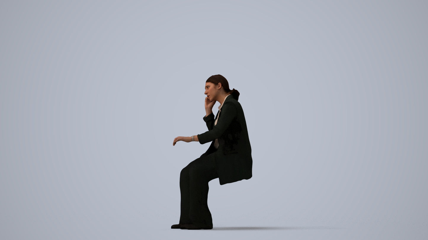 scanned 3D woman business, photogrammetry people for Enscape and V-Ray, three-quarter view render