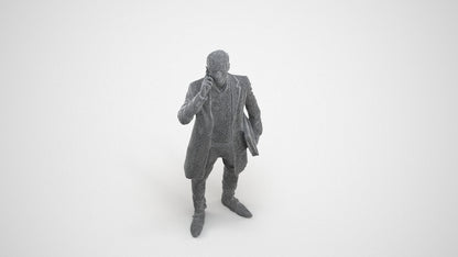 realistic 3D people man business standing, render-ready for V-Ray and Corona, FBX OBJ, wireframe three-quarter view