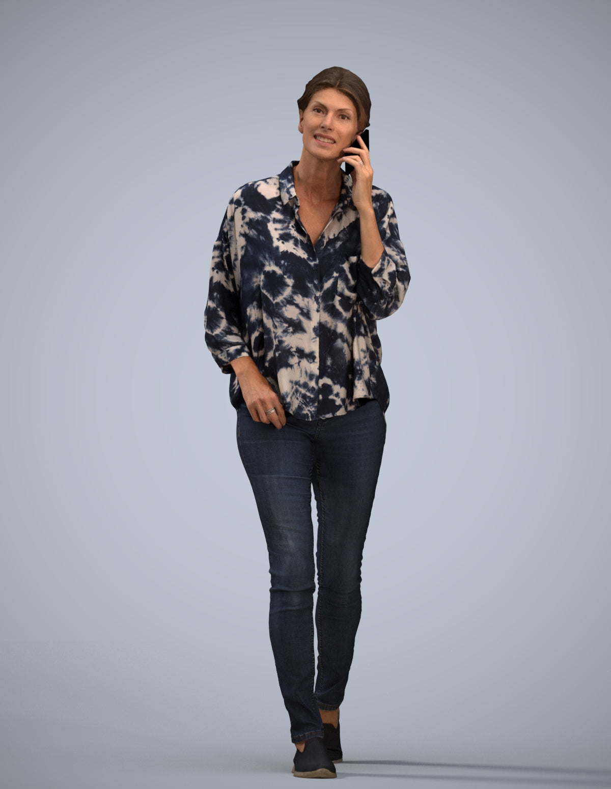 realistic 3D human woman casual walking, archviz people FBX OBJ for Blender