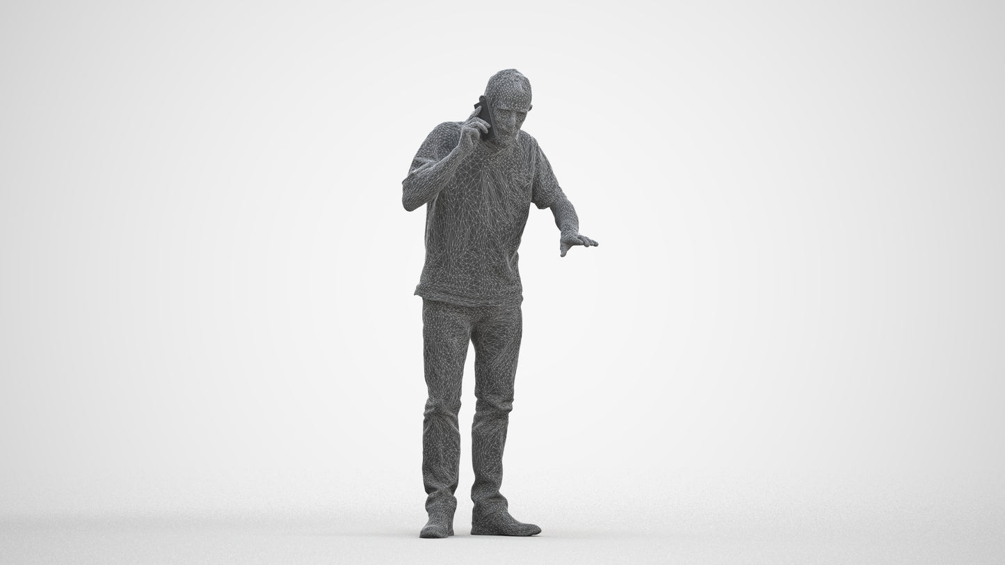 realistic 3D people senior man casual standing, render-ready for V-Ray and Corona, FBX OBJ, three-quarter front view render