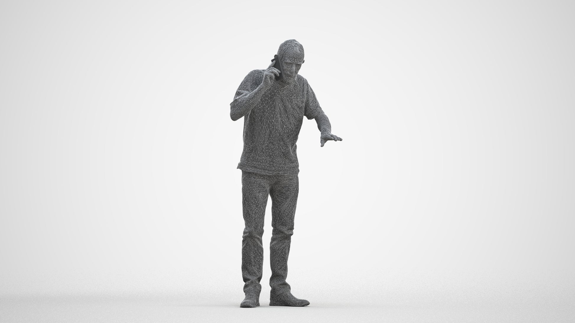 realistic 3D people senior man casual standing, render-ready for V-Ray and Corona, FBX OBJ, three-quarter front view render