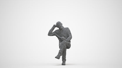 realistic 3D people senior man casual sitting, render-ready for V-Ray and Corona, FBX OBJ, three-quarter front view render