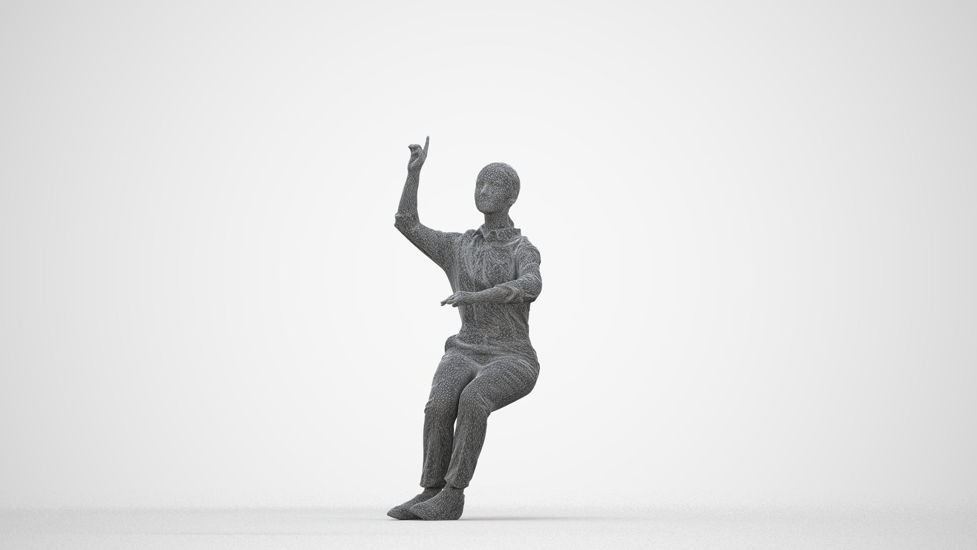 realistic 3D girl kids, scanned archviz people for Blender and 3ds Max, wireframe back view
