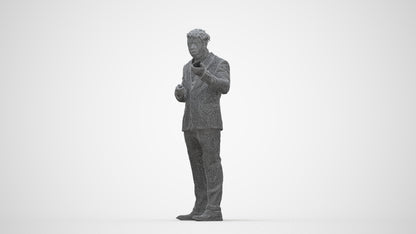 scanned 3D man business, photogrammetry people for Enscape and V-Ray, wireframe back view