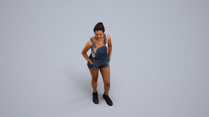3D people model woman casual standing, scanned human for 3ds Max rendering, back view render