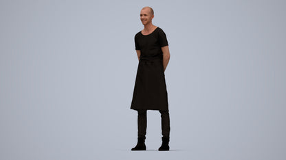 realistic 3D man hospitality, scanned archviz people for Blender and 3ds Max, top-down view render