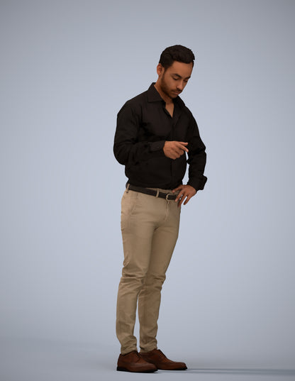 realistic 3D man business standing, scanned archviz people for Blender and 3ds Max