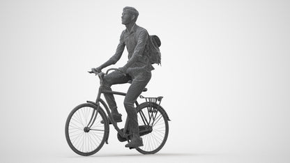 photogrammetry 3D man casual cycling, realistic human model archviz FBX, square thumbnail