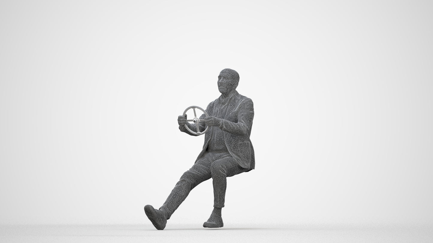 3D human model senior man business mix, photogrammetry scanned person for archviz, wireframe back view