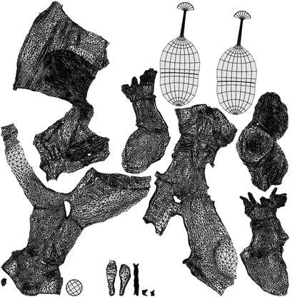 3D human model woman casual sitting, photogrammetry scanned person for archviz, wireframe top-down view