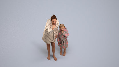realistic 3D girl kids, scanned archviz people for Blender and 3ds Max, back view render