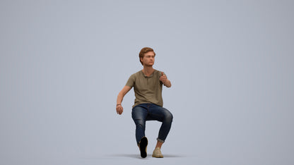 3D people model man casual sitting, scanned human for 3ds Max rendering, standing pose render