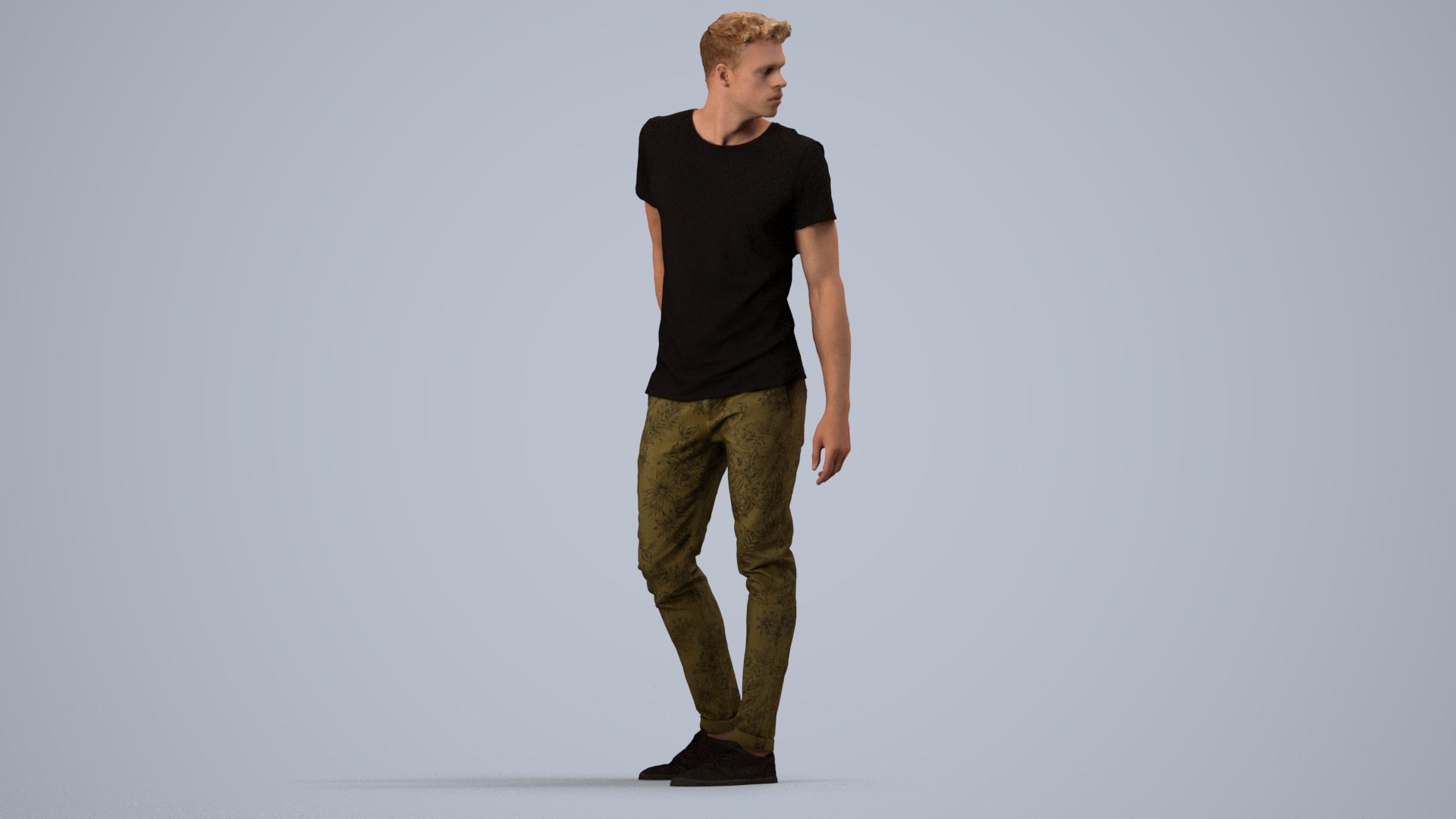 3D scanned man mix casual, photorealistic archviz people for Enscape and SketchUp, side view render