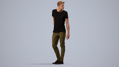 3D scanned man mix casual, photorealistic archviz people for Enscape and SketchUp, side view render