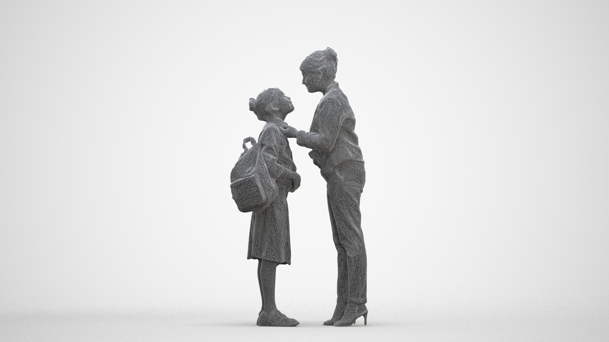 3D scanned girl kids casual, photorealistic archviz people for Enscape and SketchUp, three-quarter front view render