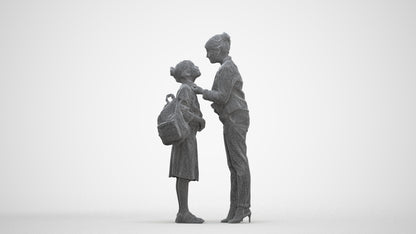 3D scanned girl kids casual, photorealistic archviz people for Enscape and SketchUp, three-quarter front view render