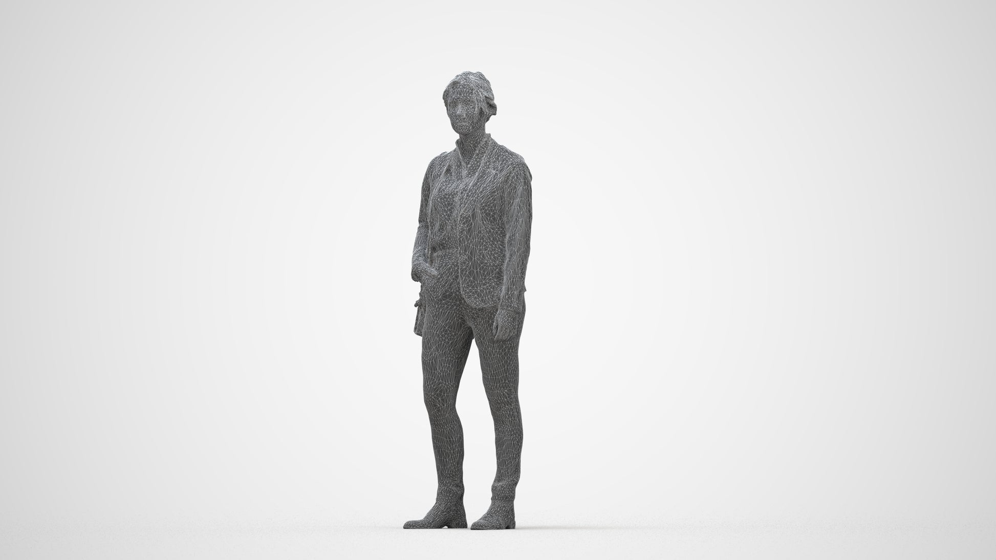 realistic 3D human woman business, archviz people FBX OBJ for Blender, wireframe back view
