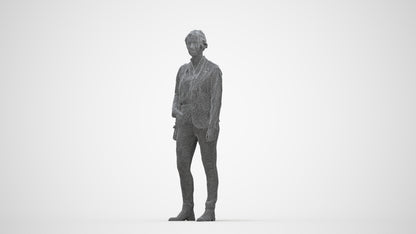 realistic 3D human woman business, archviz people FBX OBJ for Blender, wireframe back view