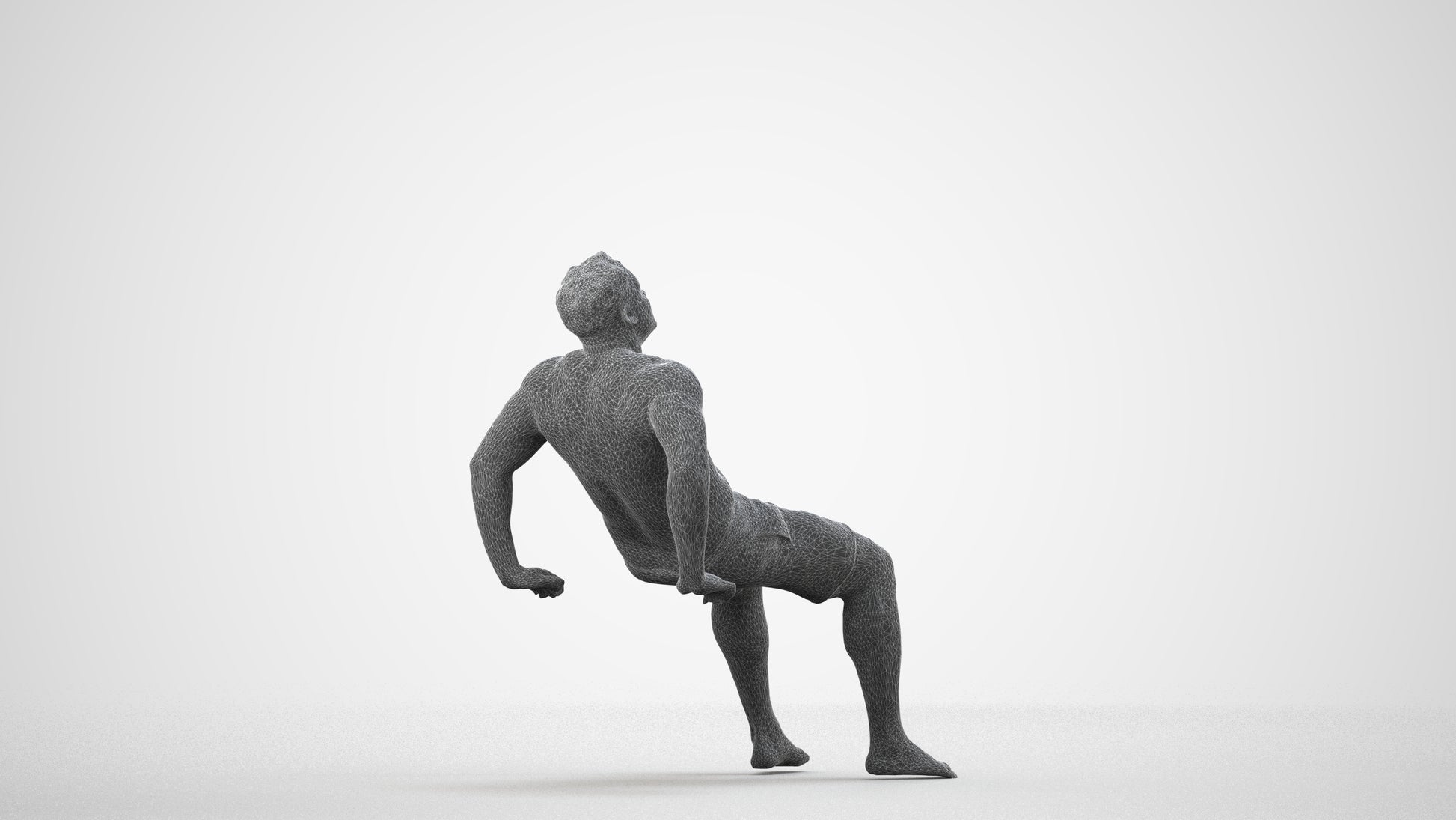 realistic 3D human man pool, archviz people FBX OBJ for Blender, wireframe side view