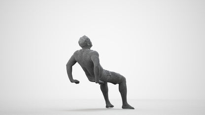 realistic 3D human man pool, archviz people FBX OBJ for Blender, wireframe side view