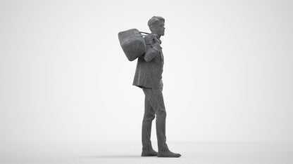 realistic 3D people man business, render-ready for V-Ray and Corona, FBX OBJ, wireframe side view