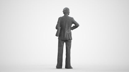 3D human model senior woman business, photogrammetry scanned person for archviz, wireframe front view