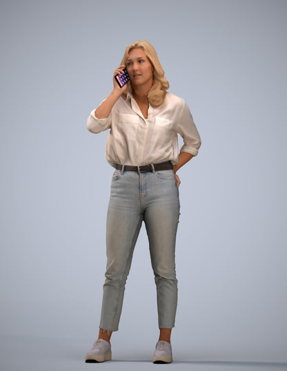 photogrammetry 3D woman casual standing, realistic human model archviz FBX
