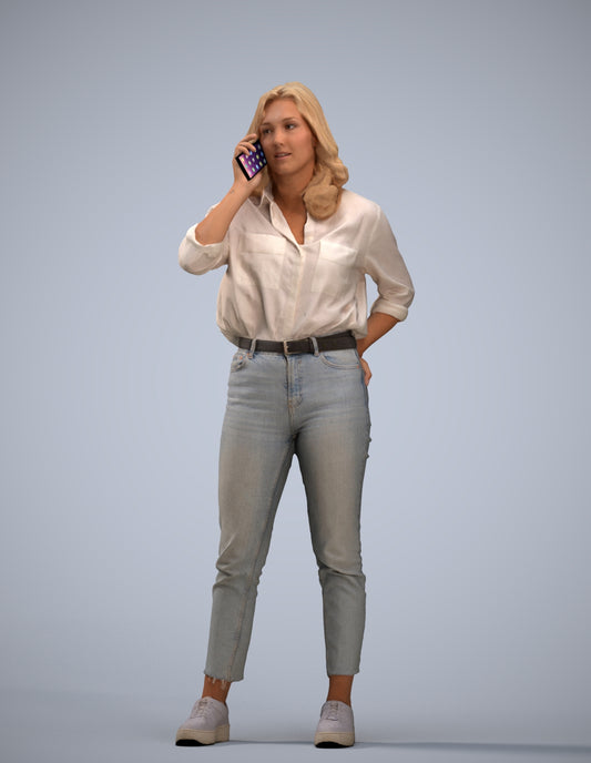 photogrammetry 3D woman casual standing, realistic human model archviz FBX