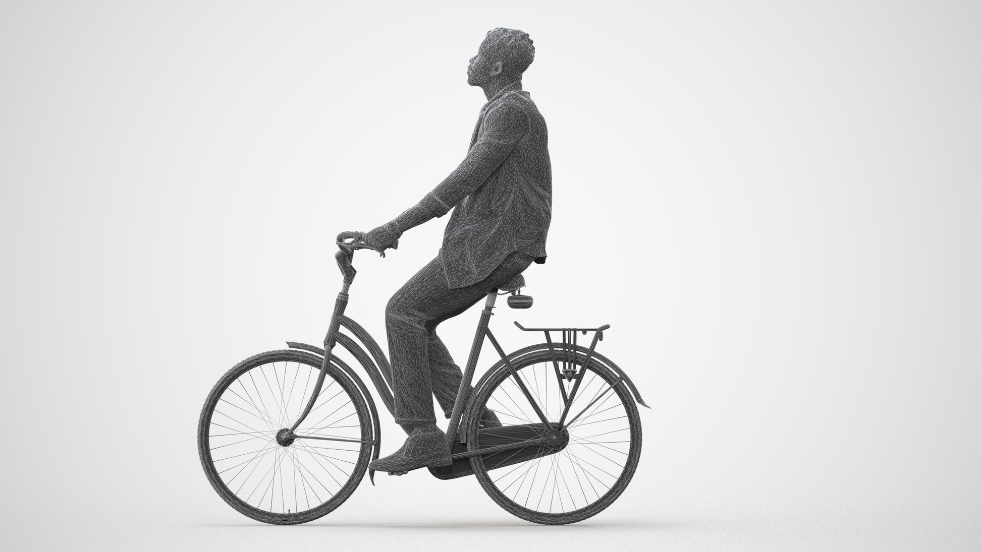 3D people model man casual cycling, scanned human for 3ds Max rendering, square thumbnail