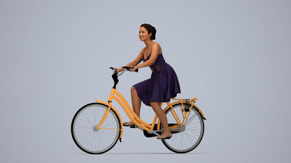 realistic 3D human woman formal cycling, archviz people FBX OBJ for Blender, top-down view render