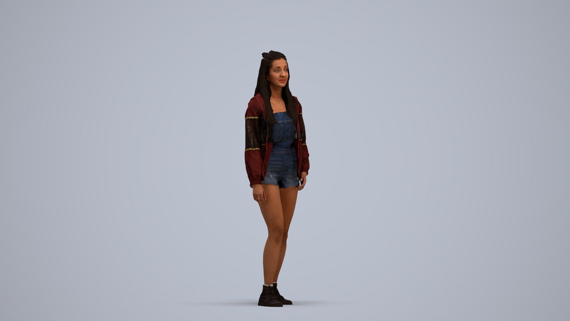 photogrammetry 3D woman casual standing, realistic human model archviz FBX, standing pose render