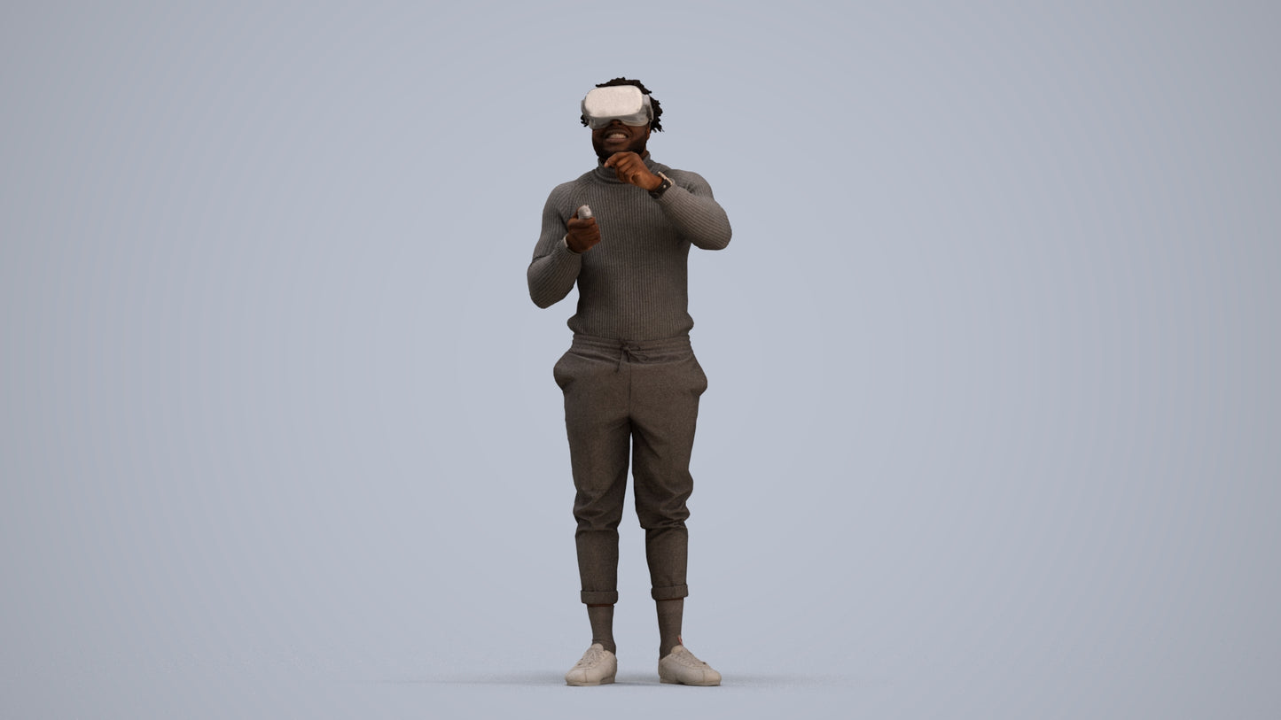 3D people model man casual standing, scanned human for 3ds Max rendering, standing pose render