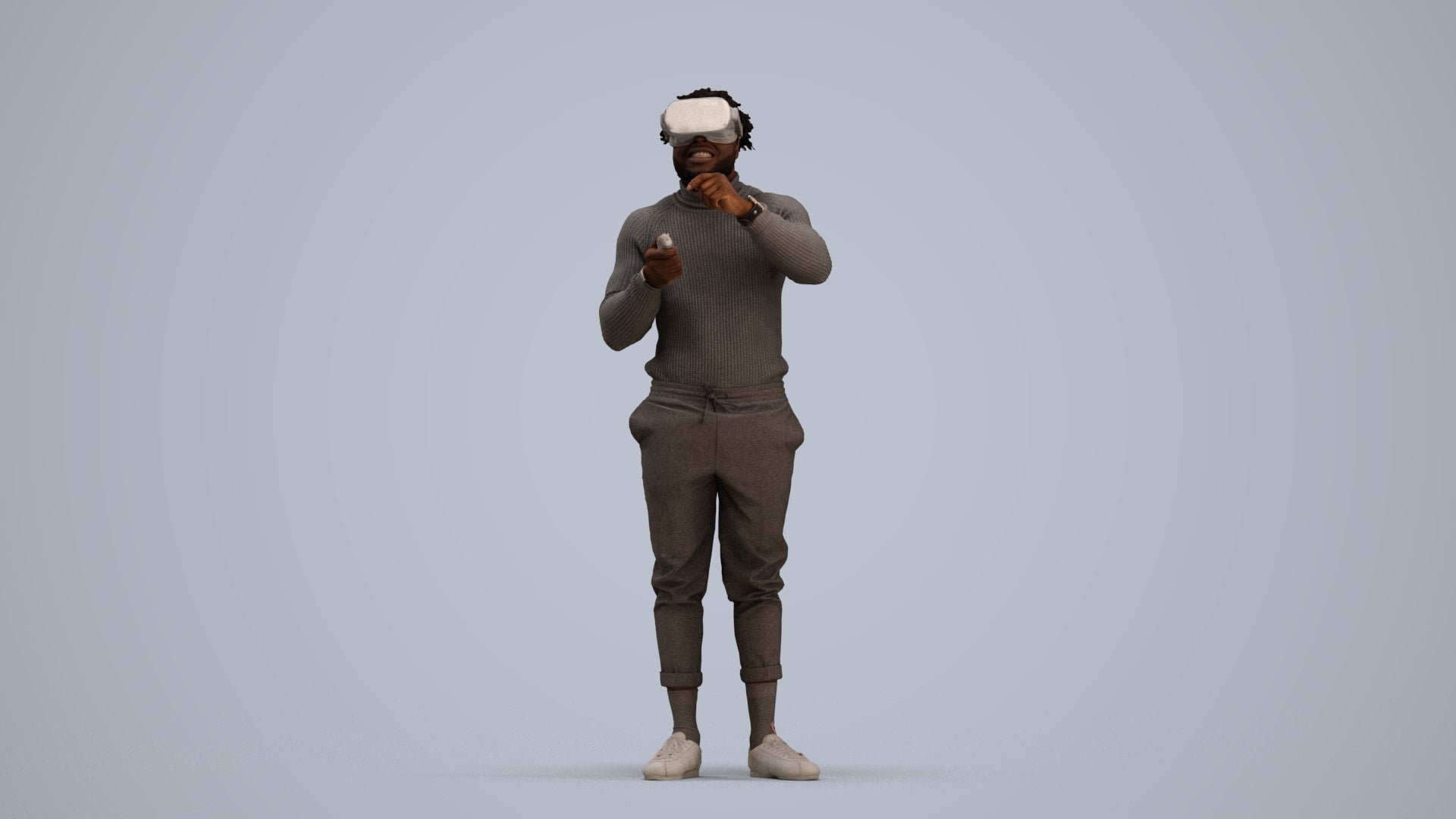 3D people model man casual standing, scanned human for 3ds Max rendering, standing pose render