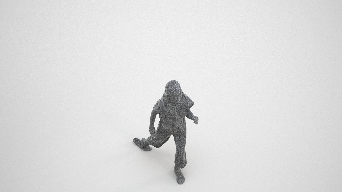 realistic 3D people girl kids, render-ready for V-Ray and Corona, FBX OBJ, wireframe three-quarter view