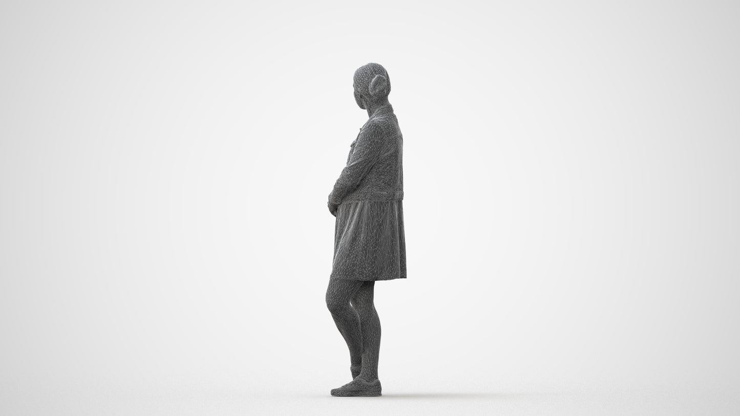 realistic 3D human woman casual standing, archviz people FBX OBJ for Blender, square thumbnail