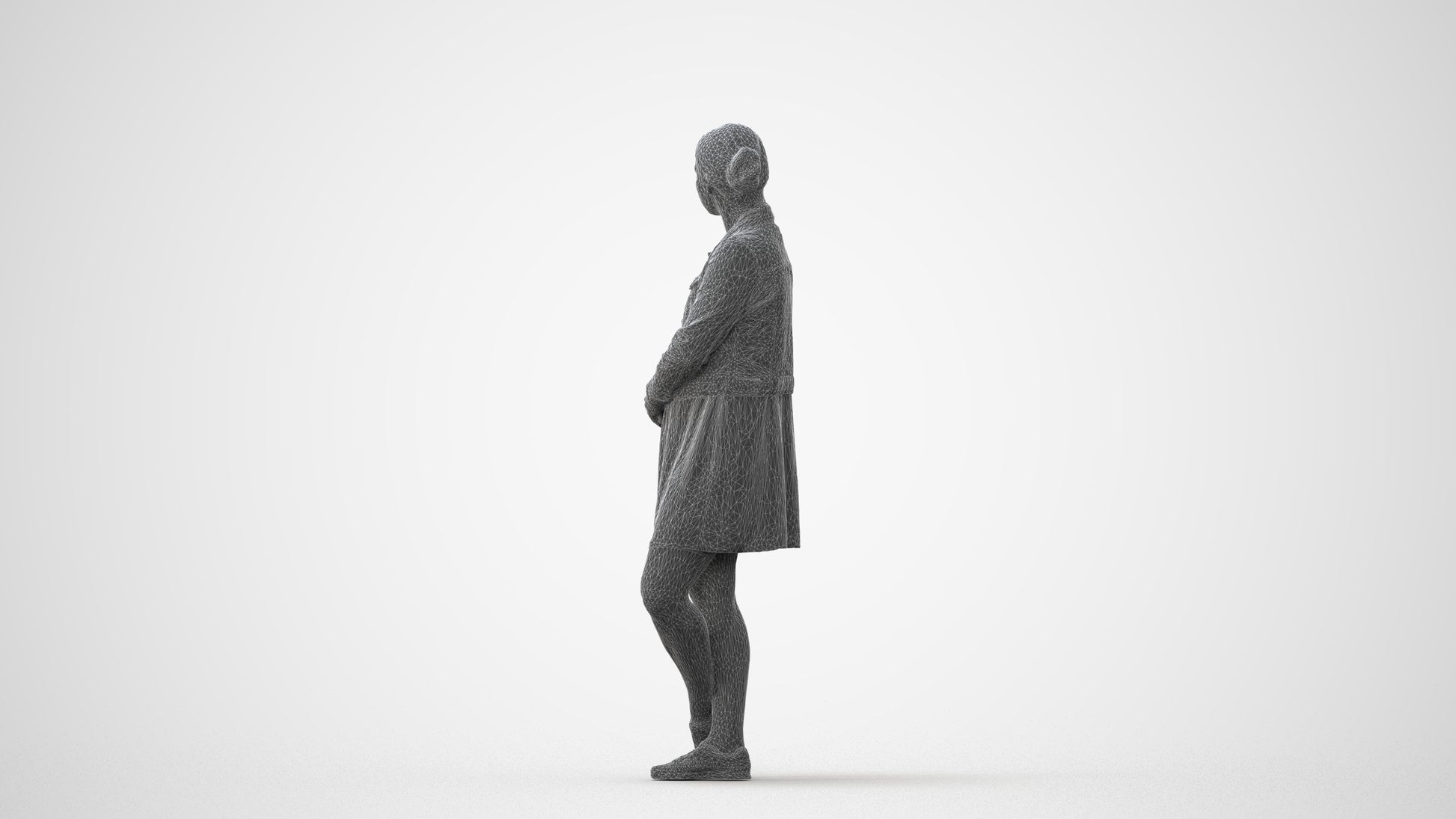 realistic 3D human woman casual standing, archviz people FBX OBJ for Blender, square thumbnail