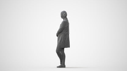 realistic 3D human woman casual standing, archviz people FBX OBJ for Blender, square thumbnail