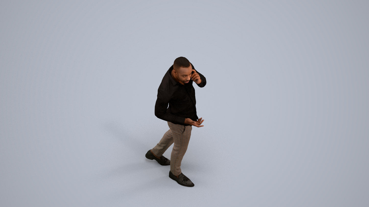realistic 3D people man business walking, render-ready for V-Ray and Corona, FBX OBJ, back view render