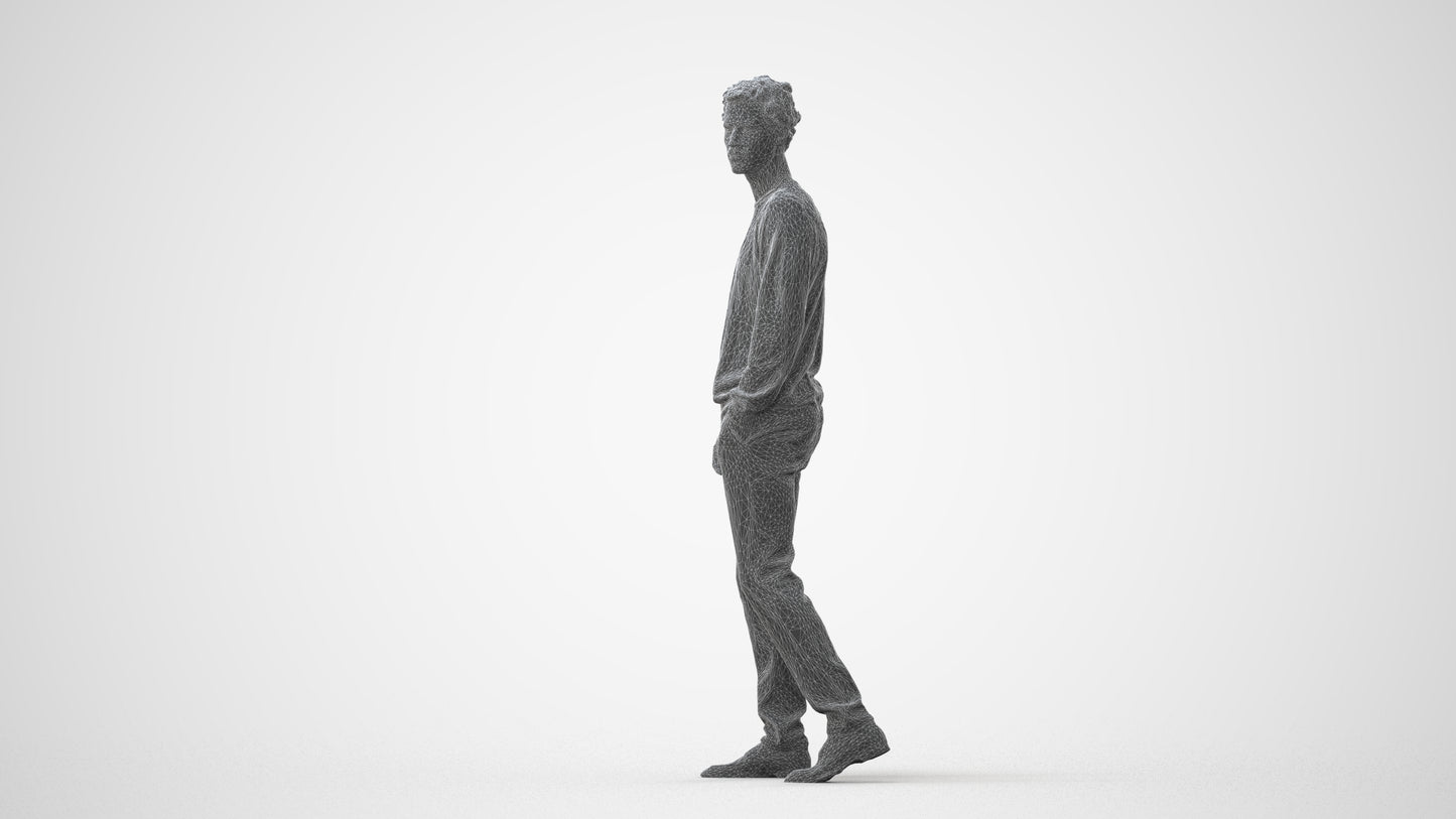 realistic 3D human man casual walking, archviz people FBX OBJ for Blender, square thumbnail