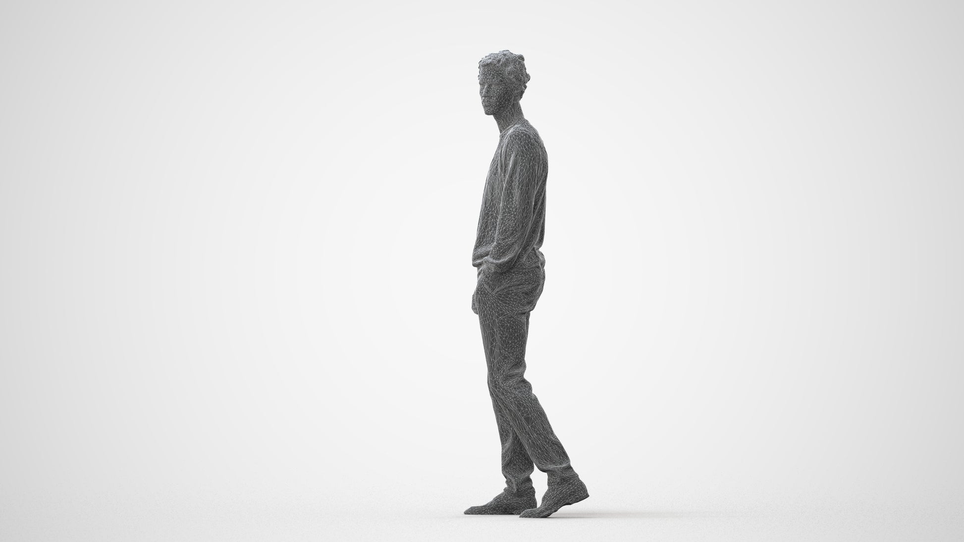 realistic 3D human man casual walking, archviz people FBX OBJ for Blender, square thumbnail