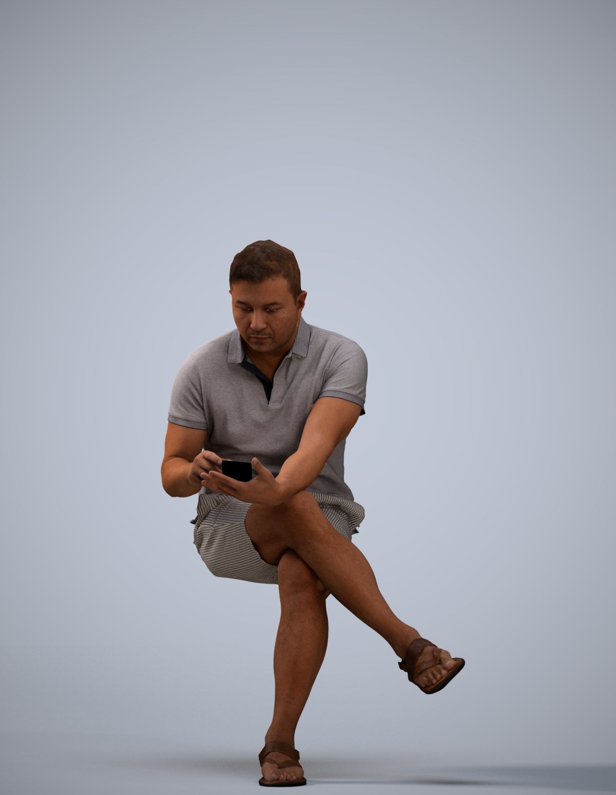 3D people model man casual sitting, scanned human for 3ds Max rendering