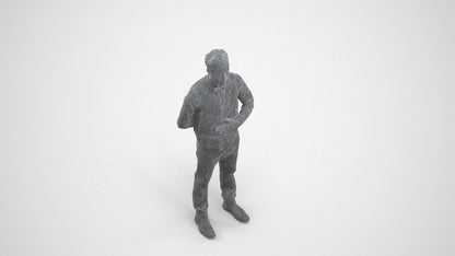 scanned 3D man hospitality, photogrammetry people for Enscape and V-Ray, wireframe three-quarter view