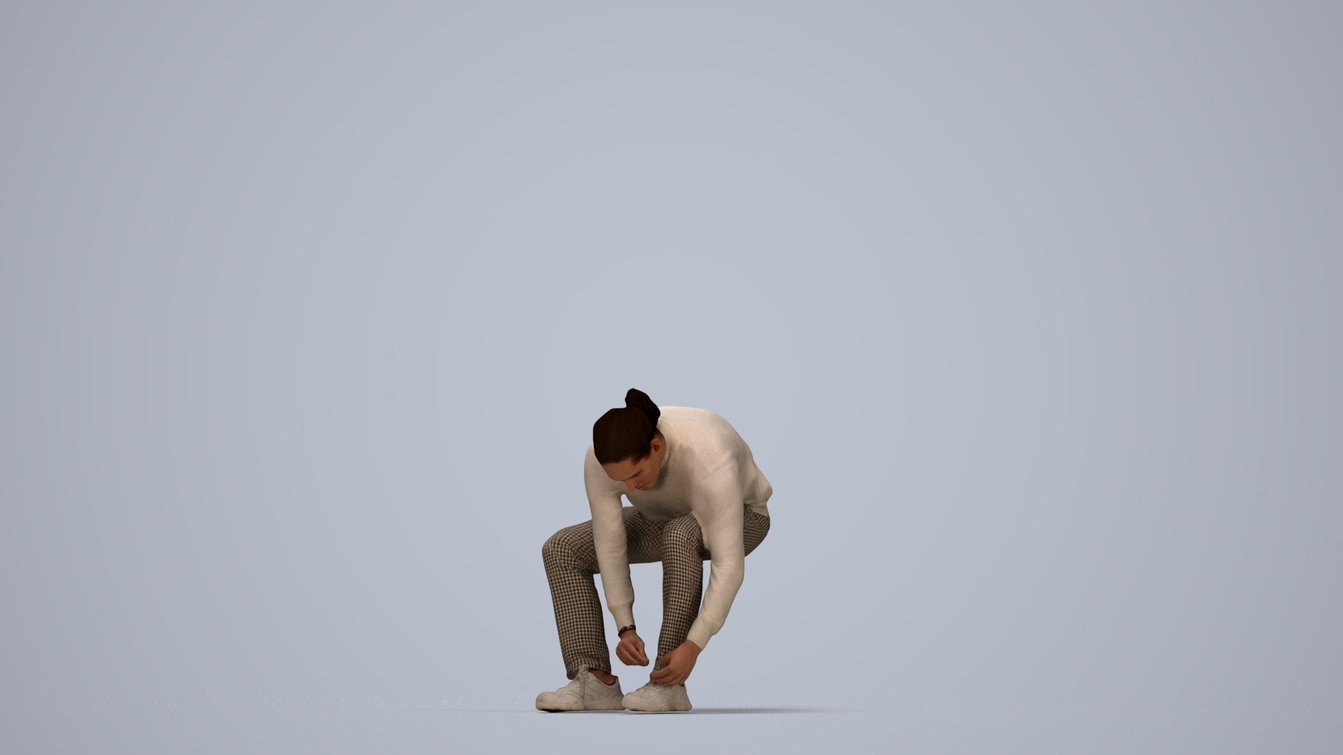 3D scanned man sitting casual, photorealistic archviz people for Enscape and SketchUp, top-down view render