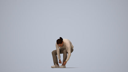 3D scanned man sitting casual, photorealistic archviz people for Enscape and SketchUp, top-down view render