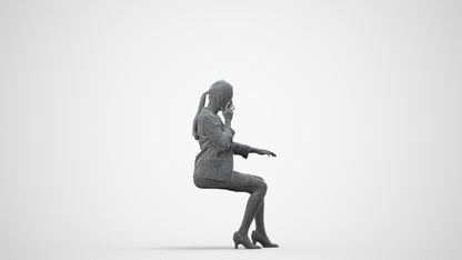 realistic 3D human woman business, archviz people FBX OBJ for Blender, wireframe side view