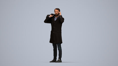 scanned 3D man business standing, photogrammetry people for Enscape and V-Ray, top-down view render