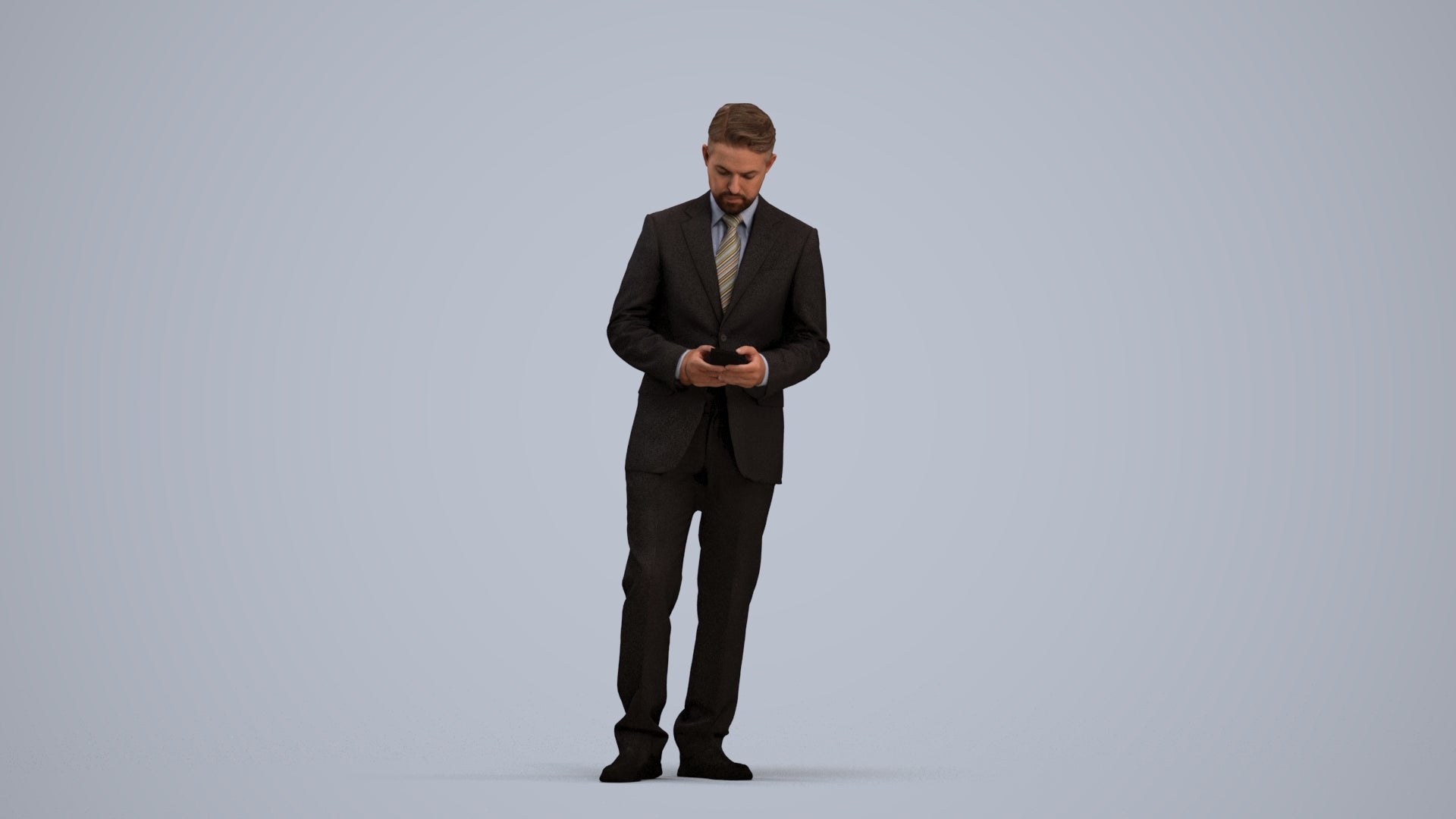 3D people model man business, scanned human for 3ds Max rendering, standing pose render
