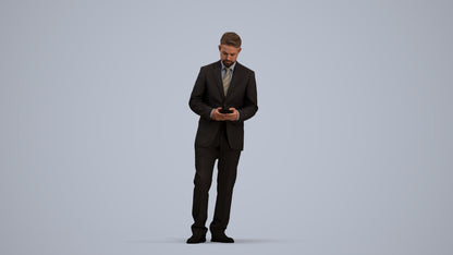 3D people model man business, scanned human for 3ds Max rendering, standing pose render